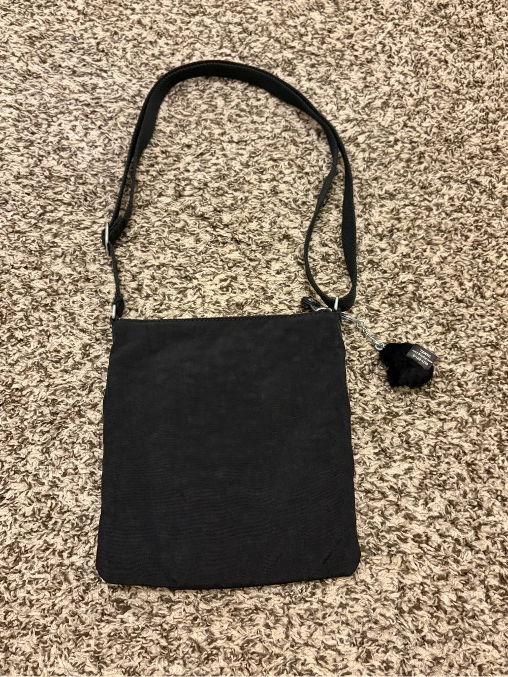 Kipling Black Crossbody Messenger Bag with Monkey Charm